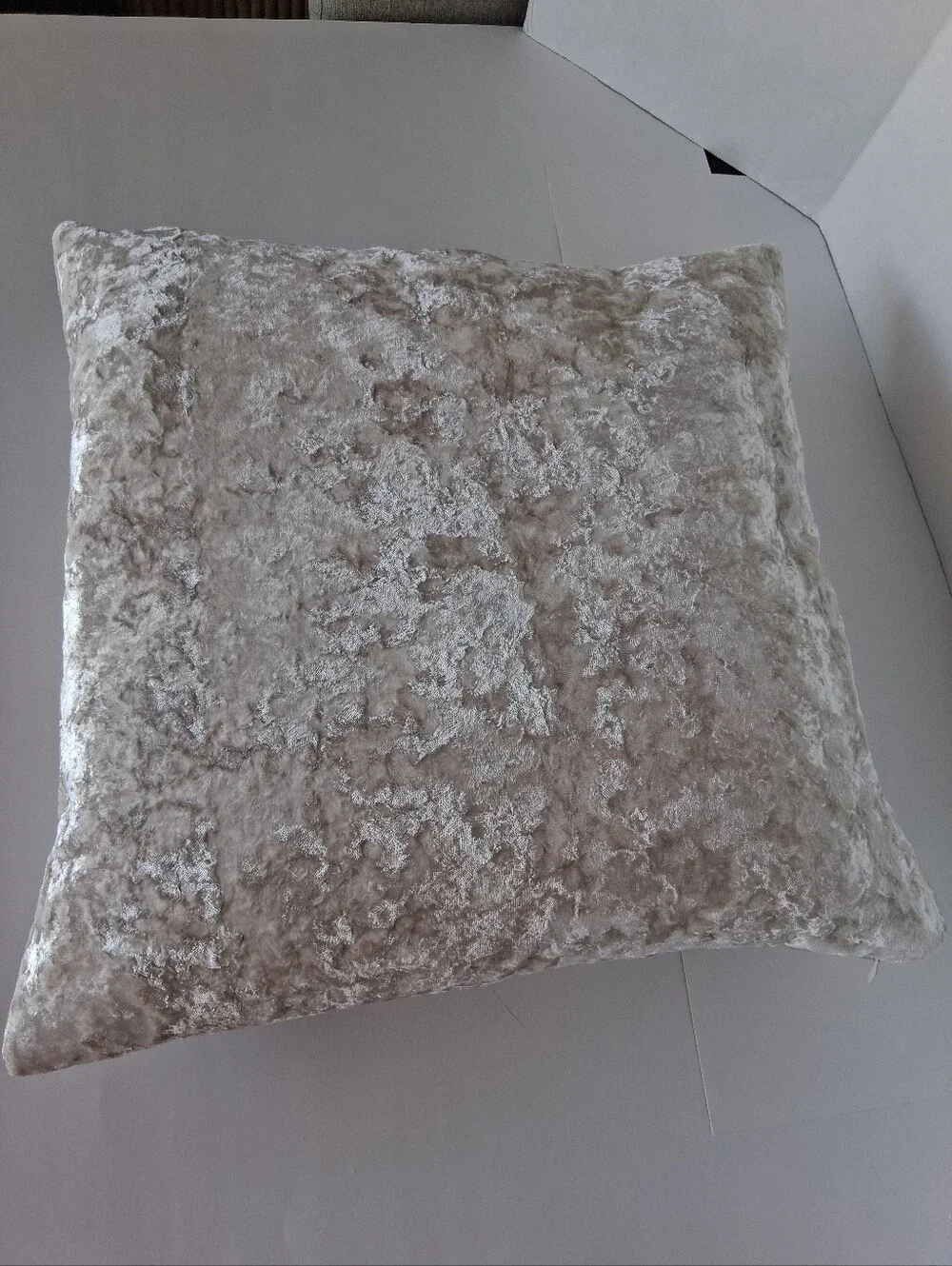 Plush Crushed Velvet Decorative Throw Pillow - Taupe/Silver